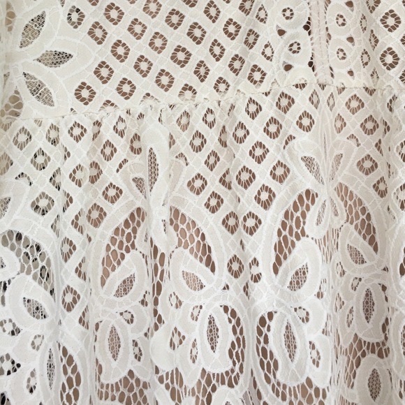 BCBG Laurice Cream / White Floral Florets lace tunic sleeves Embroidery dress - Picture 12 of 14